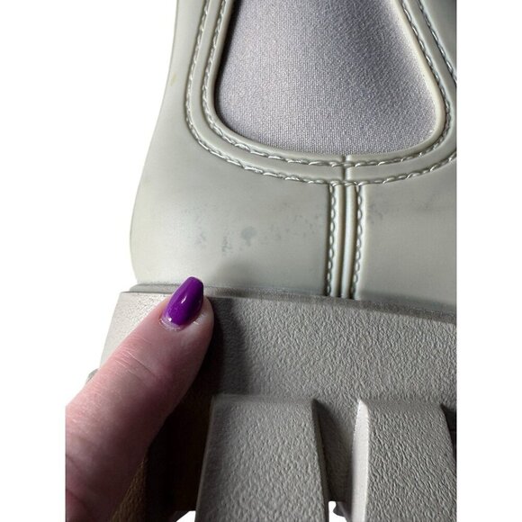 Jeffrey Campbell Women's Sz 9 Play Pleu Rain Boots Cream Chunky Lug Chelsea - Picture 10 of 12
